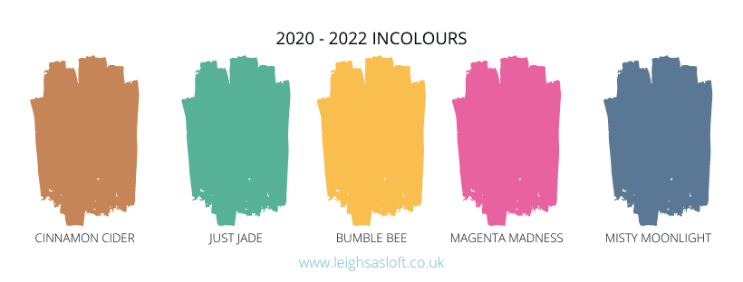 2020-2022 incolour swatch cinnamon cider just jade bumble bee magenta madness misty moonlight