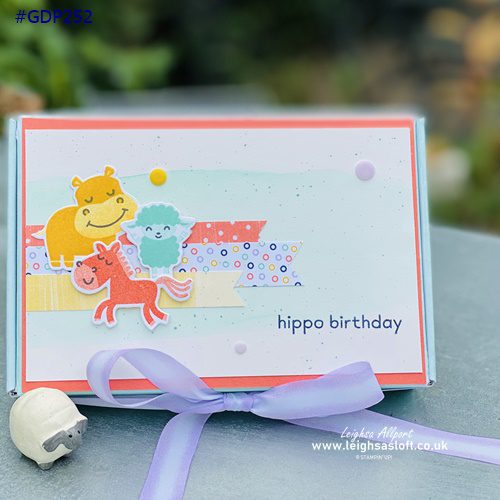 #gdp252 mini paper pumpkin box hippo birthday using hippo happiness bundle and playing with patterns dsp