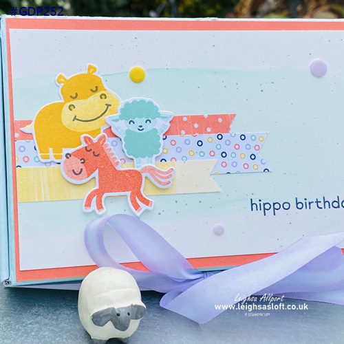 #gdp252 mini paper pumpkin box hippo birthday using hippo happiness bundle and playing with patterns dsp