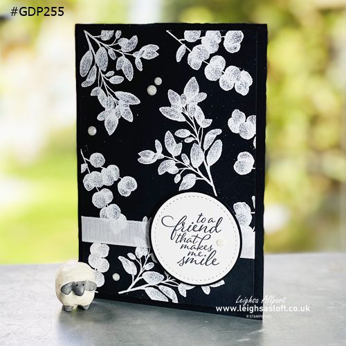 Monochrome Heat Embossed Card #GDP255 Forever Fern stamp set