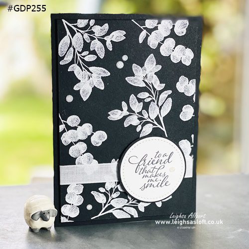 Monochrome Heat Embossed Card #GDP255 Forever Fern stamp set