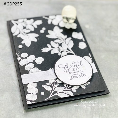 Monochrome Heat Embossed Card #GDP255 Forever Fern stamp set