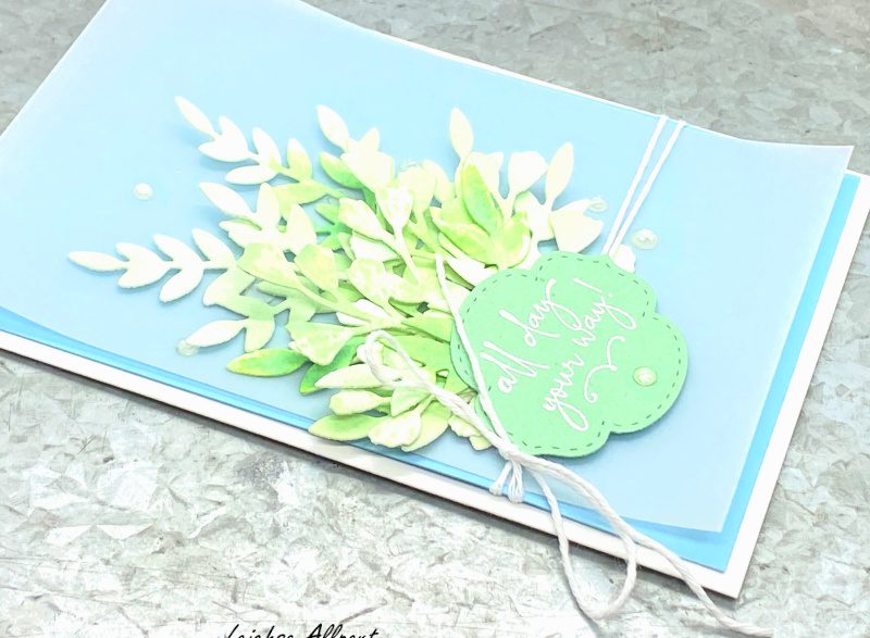 Watercolour Foliage with Forever fern dies, using Mint Macaron, Garden Green and Balmy Blue ink. #GDP333
