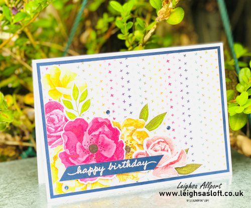 Die-cut flowers from Hues of happiness for a colourful birthday card