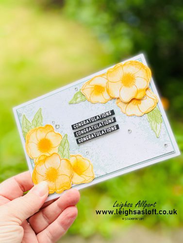 Congratulations Card using Mango Melody, Soft Succulent and Old Olive ins with Painted Poppies stamp set #gdp344