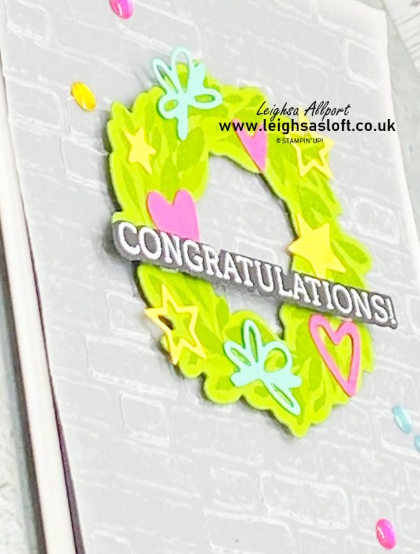 Embossed Vellum background with congratulations wreath for #GDP370