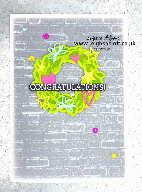 Embossed Vellum background with congratulations wreath for #GDP370