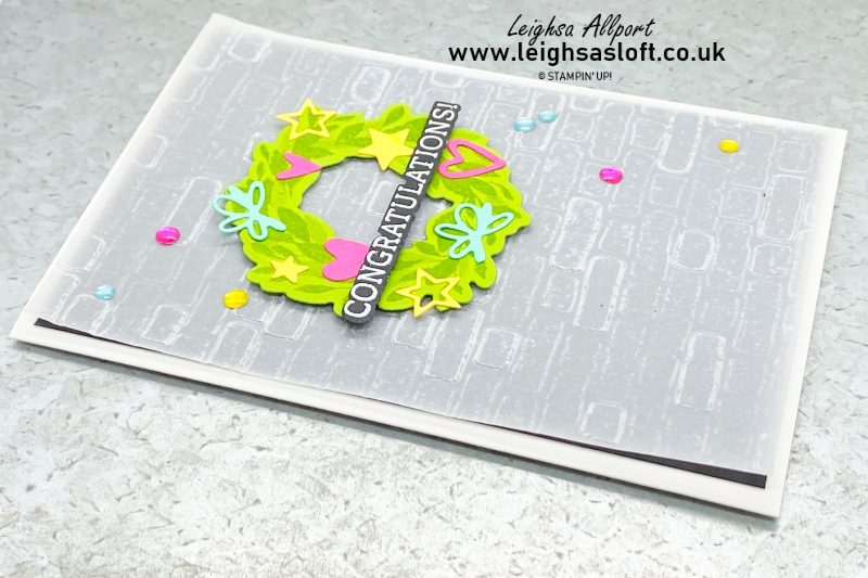 Embossed Vellum background with congratulations wreath for #GDP370