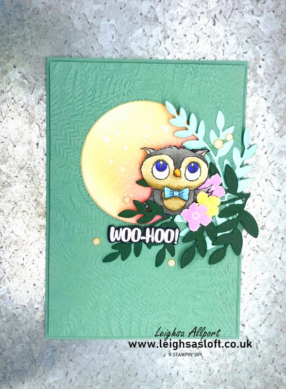 Blended peekaboo card using Adorable Owls