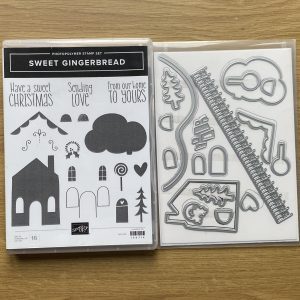 Sweet gingerbread stamp set and gingerbread house dies