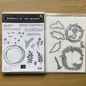 Sparkle of the season stamp set & seasonal Swirls dies