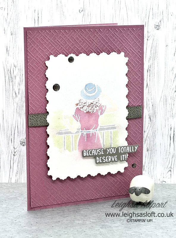 Dry and Heat Embossing with In The Moment stamp set.  Using Moody Mauve and Pebbled Path.