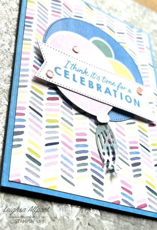 Celebration card using Beautiful Balloons Bundle and Bright & Beautiful DSP