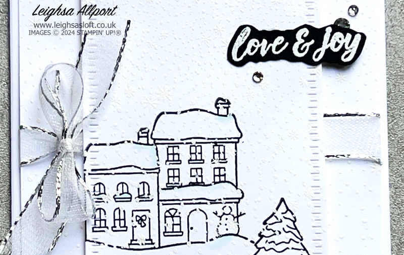 White Christmas using Yuletide Village stamp set. Clean & Simple. White on White. Heat Embossing.