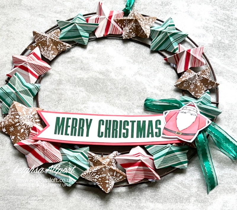 Simple Christmas Wreath using Sweetest Star Punch Bundle and Sentimental Christmas DSP