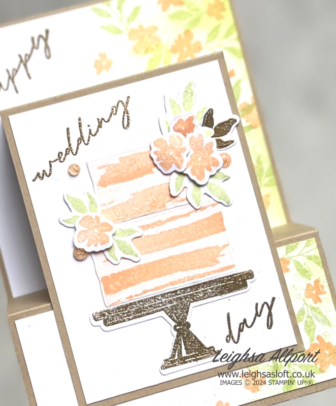 Quick & easy fancy fold wedding card using the Cake Celebration Bundle.