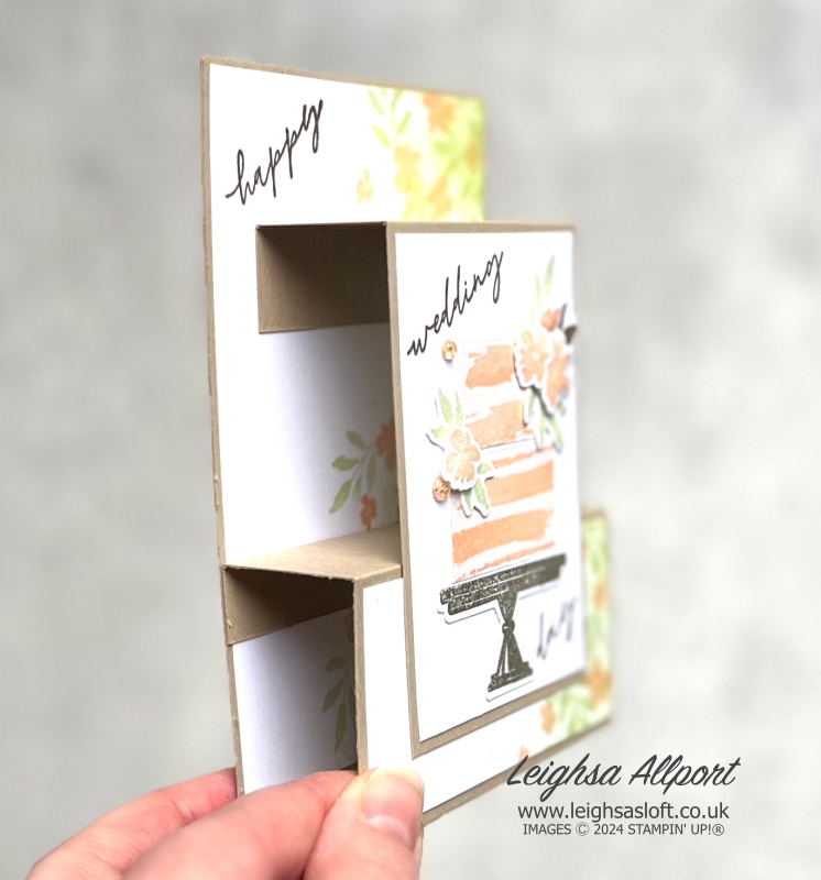 Quick & easy fancy fold wedding card using the Cake Celebration Bundle.