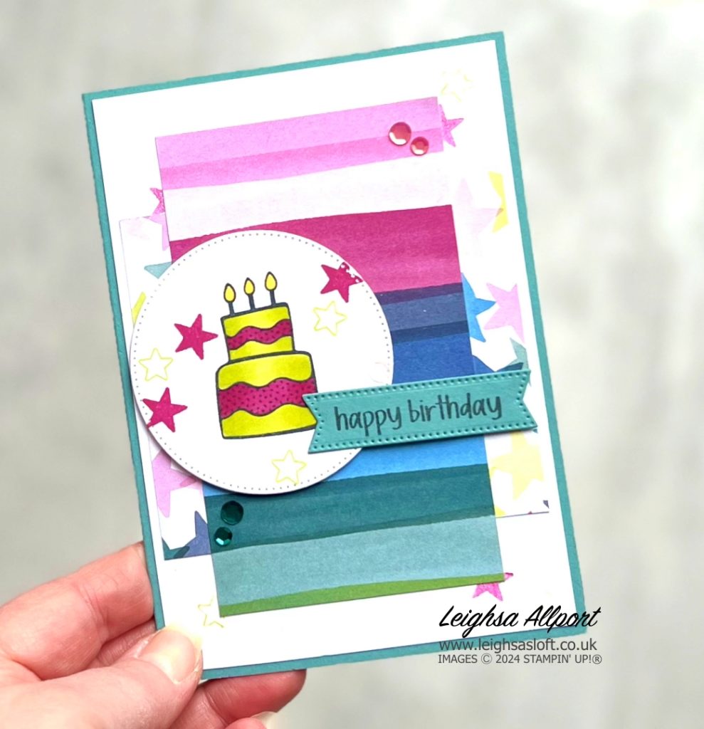 Happy Birthday cards for kids using Attention Shoppers stamp set and Bright & Beautiful DSP