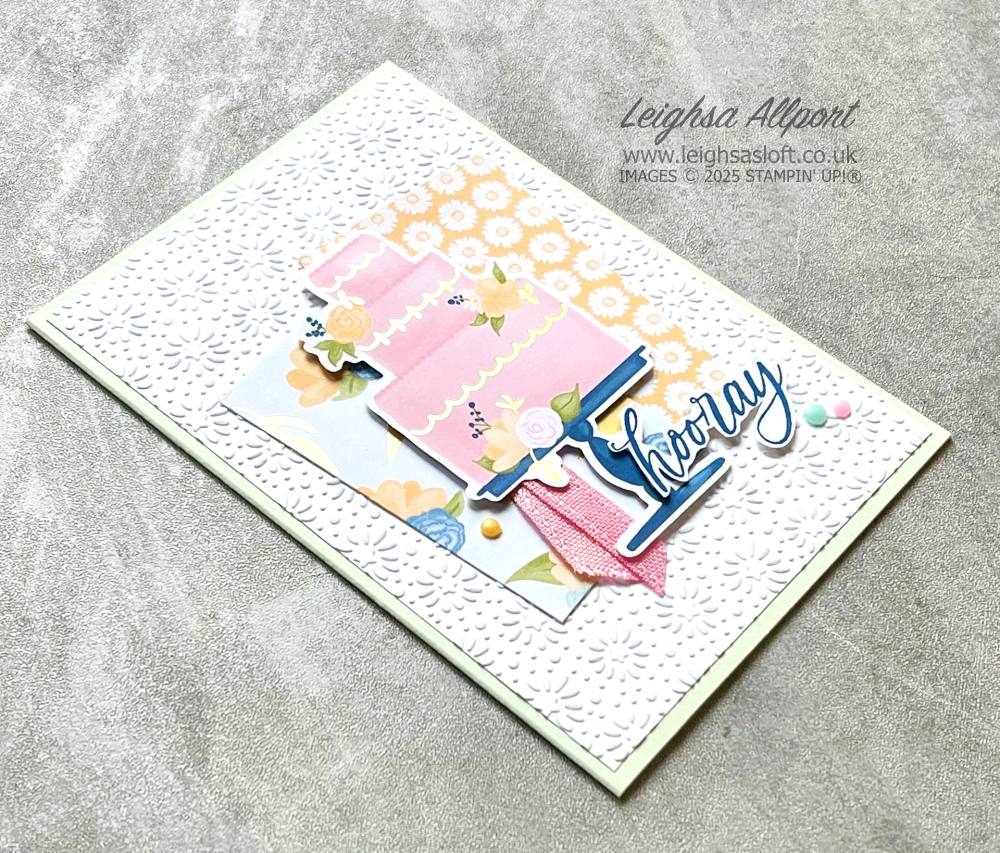 Wildflower Birthday Suite. Just to say! Hooray card with embossed background with the Startstruck Embossing Folder from the SAB offering