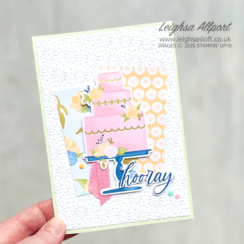 Wildflower Birthday Suite. Just to say! Hooray card with embossed background with the Startstruck Embossing Folder from the SAB offering