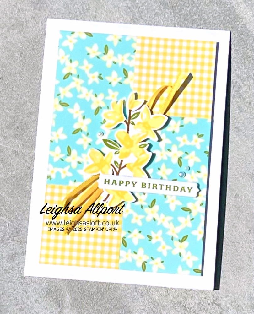 Stampstatic Friends April Blog Hop - Fun with DSP. Floral Delight DSP and Vellum, Delightful Wishes Bundle. Patchwork Background.