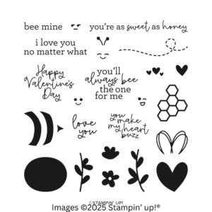Bee My Valentine Stamp Set coordinates with Bee Builder Punch
