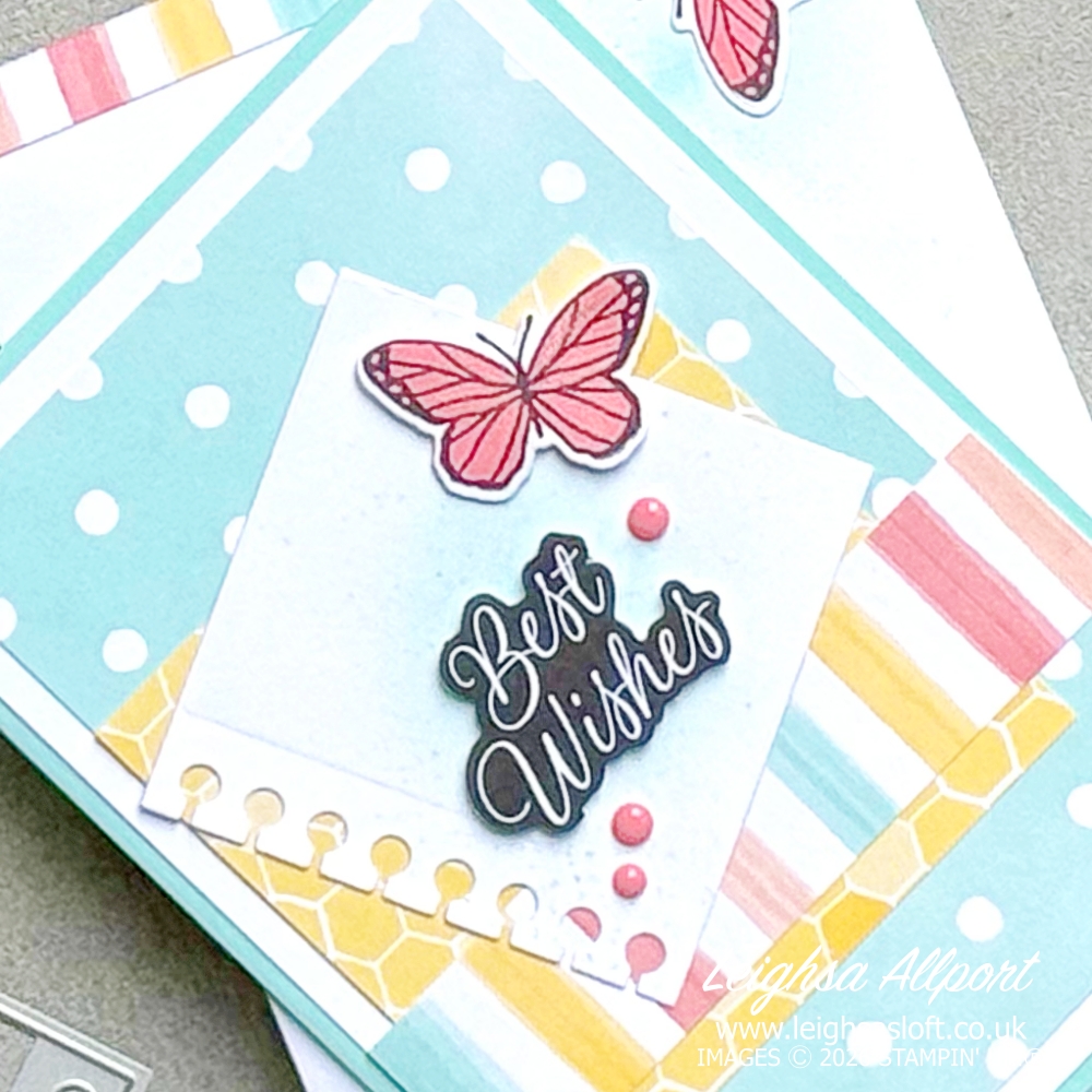 Best Wishes Card using the Beautiful Ordinary Life Suite. Stamp Impressions May blog Tic Tac Toe - DSP, Stamped Image, Matching Envelope.