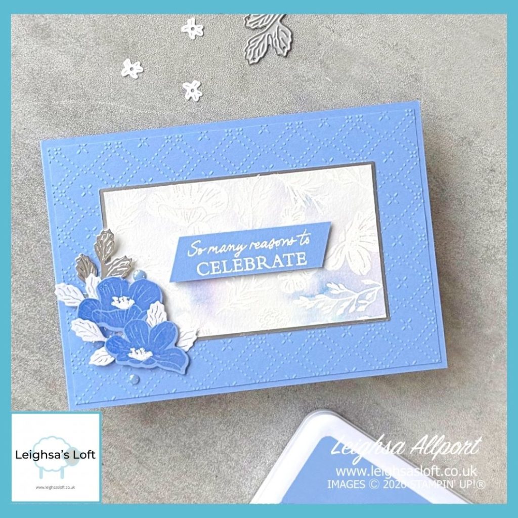 Flowering Meadow Bundle - Hydrangea Hue Monochromatic Card - Heat Embossed Watercolour.