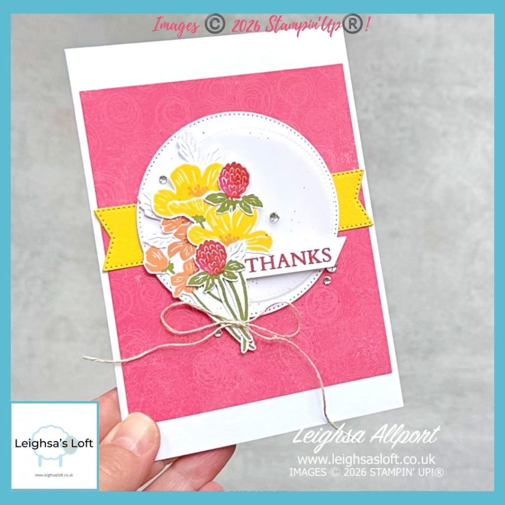 Flowering Meadow - Thanks Card - Strawberry Slush Mixed Up Patterns DSP